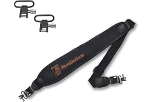 PARABELLUM Correa Porta Fusil en Cuero y Cordura, con Anillas de sujeción Incluidas. (Negro, 125cm)