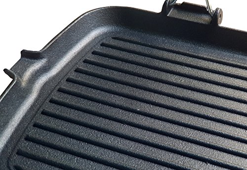 osoltus Grillplatte Gusseisen mit 2 Griffen Steakgrillpfanne Pfanne 50 x 27cm - 4