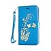 Produktbild Anlike Sony Xperia X (5 Zoll) Hülle, Schutzhülle für Sony Xperia X (5 Zoll) Wallet Tasche [Butterfly geprägte Serie Bronzing] Handyhülle - Blau
