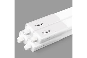 Tonffi 4 Pièce Neon LED 150cm, Reglette LED 60W 7000LM Linkable Plafonnier LED Lampe d'atelier IP65 Imperméable, Luminaire Plafonnier pour Atelier,Sous Sol, Parking, Bureau, Grange,Blanc Neutre 4000K