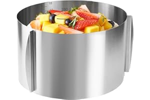 Toivize Anello per Torta Regolabile Diametro 16-30 cm, Altezza 15 cm, Anello per Torta in Acciaio Inossidabile Regolabile, con Scala, Stampo Torta per Cuocere Senza Sforzo Torte e Crostate