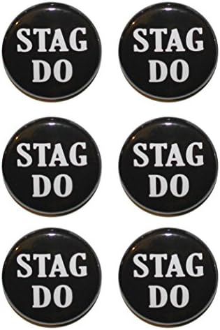STAG DO Button Badges - 32mm (1.25 inch) - MADE IN UK - By BUTTON ZOMBIE (20 Badges, Black)