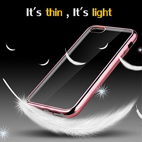 iPhone SE Case,SplaksÂ® [Rose Gold] Extra Shock-Absorb Clear back panel+ Rose Gold Metal Plating Frame ,Extreme Lightweight Soft Flexible Silicone Rubber Anti-Scratch Protective Case For iPhone SE/5 SE/5/5S-Rose Gold
