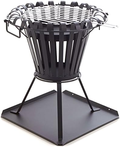 Fire Basket Grill 54 cm i I Black Quick Set-Up I Charcoal Grill Fire Pit Cover Garden Oven Stove I Hearth