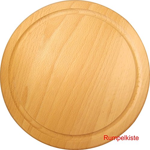 Schneidebrett Teller rund mit Rillenrand aus Holz, 20 cm Durchmesser
