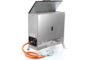 GAS-SHOP-24 2 kW Edelstahl Gewächshausheizung/Frostwächter mit Gasschlauch, Druckminderer (Gasheizung, Heizung, Standheizung, Gewächshaus, Gartenhaus, Campingheizung)