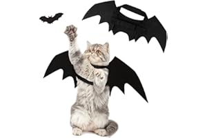 Disfraz de Gato de Halloween, ZoneYan Disfraz de Halloween para Mascotas, Ropa Perros de Alas de Murciélago, Alas de Disfraz de Perros, Disfraz de Gato Alas Negras, Disfraces Perro Gato de Halloween