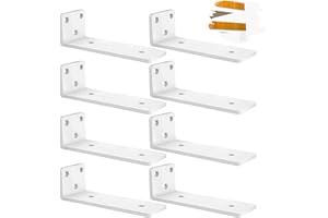 YFCVIP 8 Piezas Soportes Flotantes para Estantes, Soporte para Repisas de Pared, Industrial Retro Soporte Estanteria para DIY Aala de Estar | Dormitorio | Baño | Repisa para Libros (20cm, Blanco) 8in