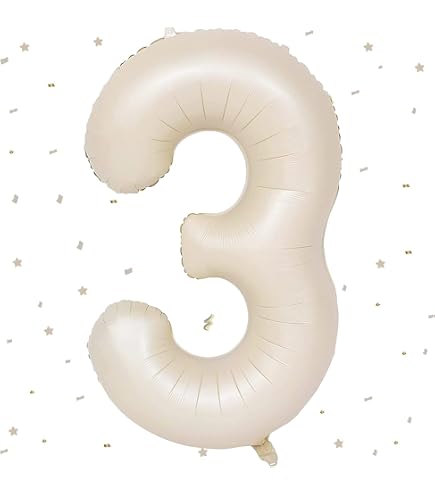Folat Latexballons Zahl 3 – 5 Stück, Heliumgeeignet, Metallisch Mehrfarbig, 30 Cm