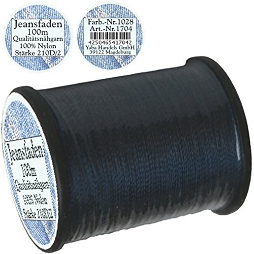 1 Stück Spule a. 100 m Qualitäts - Nähgarn Jeansfaden Farb-Nr.1028 blau, Ne 25.3/2, 100% Nylon für die Nähmaschine Garn Garne, 1704
