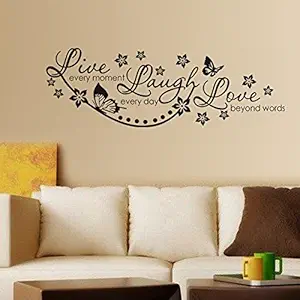 Decals Design Live Laugh and Love Family Wall Sticker (PVC Vinyl, 45 cm x 30 cm, Black)