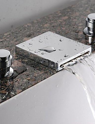JinRou Modern and stylish Shower Mixer Waterfall Bathroom Sink Faucet (Widespread) - Chrome Finish