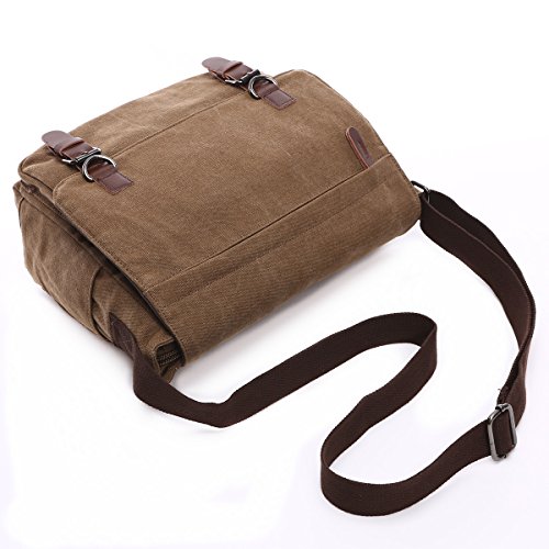 BAOSHA MS-08 Canvas Umh  ngetasche Schultertasche 15 Zoll Computer Laptop Tasche Crossbody Messenger Bag f  r Arbeit Uni Reise Sport  Kaffee 