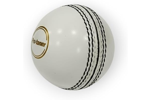 Protoner Professional Leather Cricket Balls, Traditional White, Pink and Red Colors, Practice Training Match Ball for Players (White)