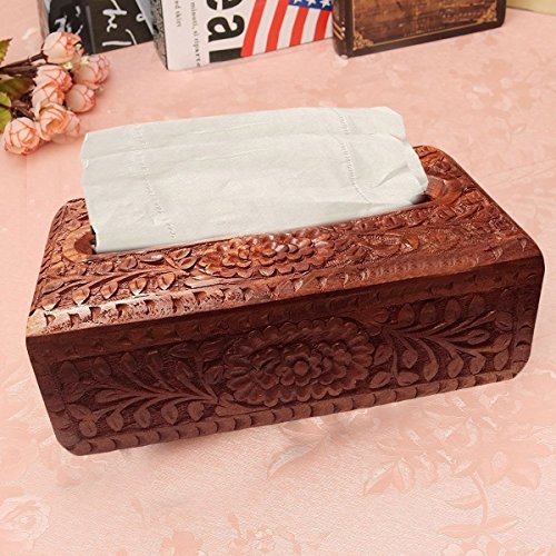 Thanks Giving Gift for your Loved Ones  Hand Carved Wooden Tissue Box, with flower design,rectangular tissue box,