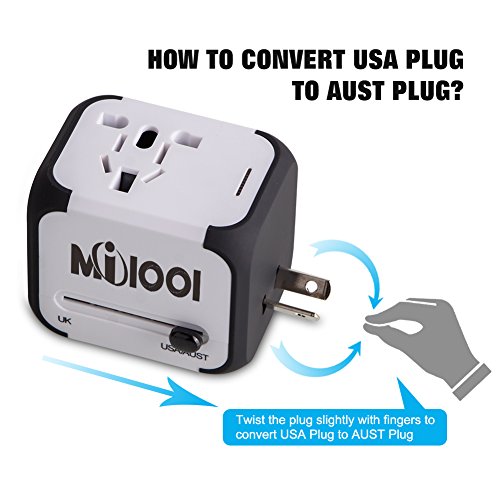 Milool Universal Reise-Adapter mit Doppel USB-Ports aus 150 Ländern weltweit US UK EU AU Universal fusionierten Sicherheit AC-in einem Ladegerät(weiß) - 2