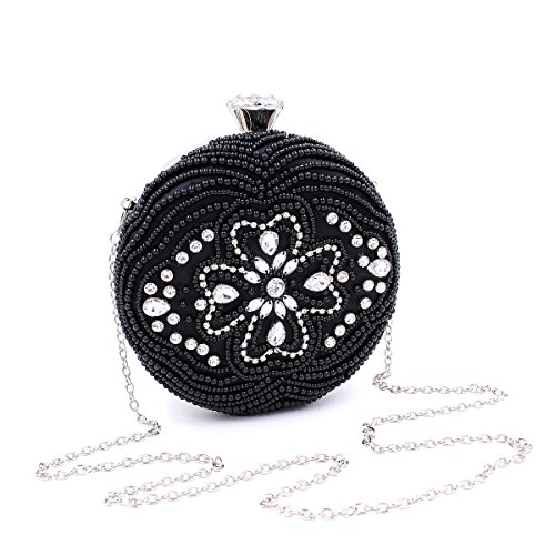 WYB Runde Perlen Diamant / Abendtasche / Kupplung / gehobenen Perlen Tasche / Abendtasche Kette Black