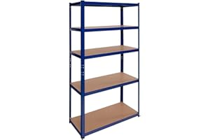 OcioDual Estanteria Metalica Azul Essential, Estanteria Almacenaje Trastero, 180x90x40cm, Estante Cocina, Estanterias Almacenaje Trastero, Estanterias Metalicas Sin Tornillos