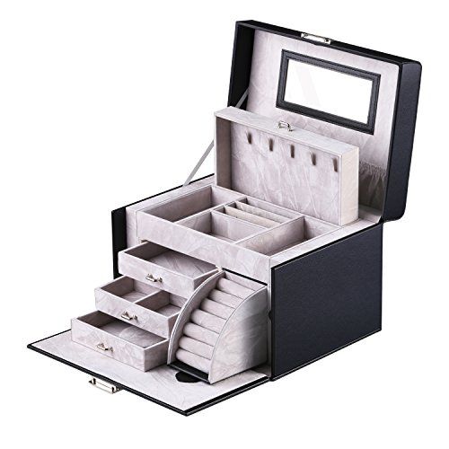 Kealive Schmuckkasten Mehrschichtige Schmuckkoffer Schwarz (WB-003)