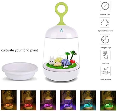 DIY Plant Night Light, LIFU Touch Sensitive Control Portable Micro Landscape Nightlight Dimmable Nursery Creative Light for Children Bedside Colorful Table Lamp - Rabbit