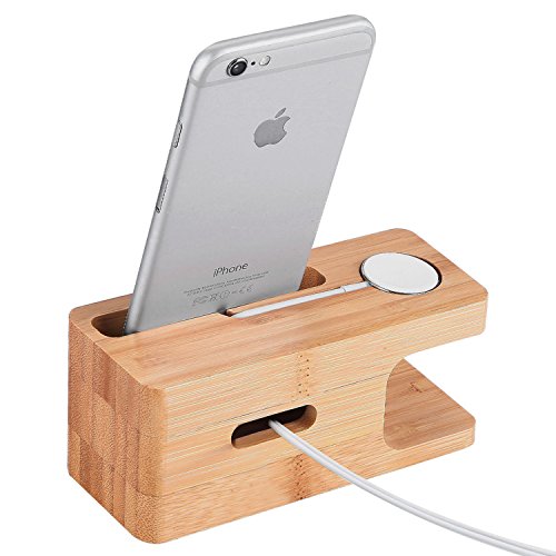 Apple Watch stand, legno di bambÃ¹ Luxebell iWatch stazione dock di ricarica della culla di supporto per Apple Watch e iPhone 6S Plus / 6S / 6 Plus / 6 / 5s / 5c / 5 / 4s / 4 e piÃ¹ smartphone