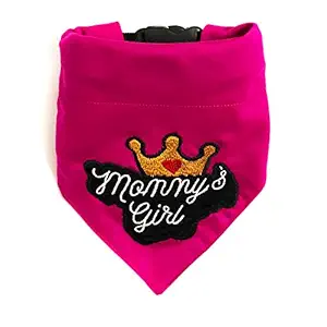 That Dog In Tuxedo Mommy's Girl Bandana Scarf with Adjustable Dog Collar (Pink, Medium-Large)