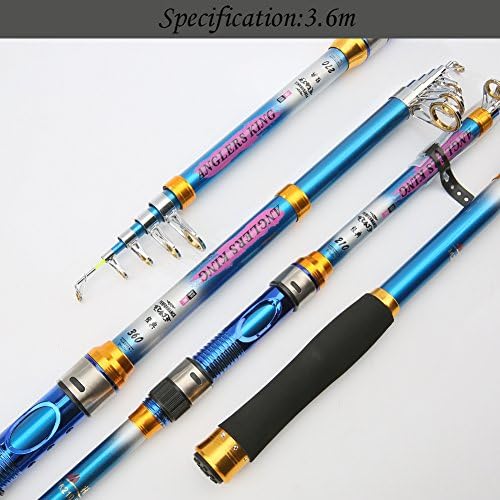 3.6m Carbon Fiber Fishing Rod, Strong Durable Telescopic Pole with the Holder of Fishing Reel for Fishing in Sea Saltwater Freshwater Boat-The Max Load Bearing of the Fishing Rod is up to 3kg (3.6m-7 Sections)