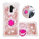 FAWUMAN Liquid Sparkly Quicksand TPU Gel Silicone Shockproof Phone Cover[Diamond Ring] Cases for Samsung Galaxy A9 Star Lite (Rose gold love)