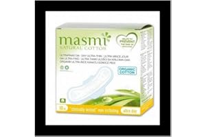 Masmi - Serviettes Hygiéniques Anatomiques Ultra-Minces avec ailettes - 100% Coton Bio - Hautement Absorbant - Certifié GOTS - Compostable & Biodégradable à plus de 95% - Jour