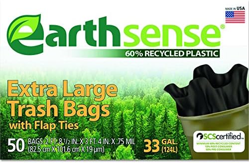 Trash Bags,33 Gallon,.75mil,32-1/2"x40",50/BX,Black, Sold as 1 Box