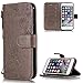 Produktbild Handyhülle für iPhone 7 Leder,iPhone 8 Hülle,FNBK Blumen Flip Wallet Stand Case Card Leder Tasche Karteneinschub Magnetverschluß Kratzfestes Grau Schutzhülle für Apple iPhone 7/iPhone 8 4.7"