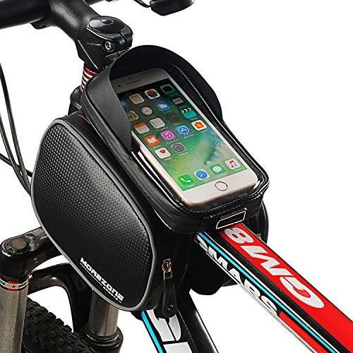 Fahrradtasche Rahmentaschen, MOREZONE Fahrrad Rahmentasche Frarradschnalletasche mit zwei Fäche, geeignet für Handy mit Größe unten 5,5", Farhradlenkertasche Fahrradtasche Lenker
