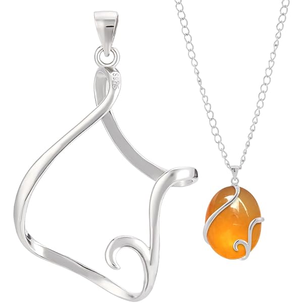 925 Sterling Silver Prong Pendant Base - Oval Setting For DIY Jewelry Making