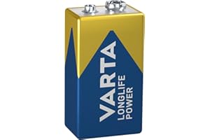 ‎VARTA VARTA Longlife Power 9 V Block 6LR61 bateria alkaliczna (1 sztuka) baterie alkaliczne E-Block – idealne do czujki pożaru, czujnika dymu, stroika