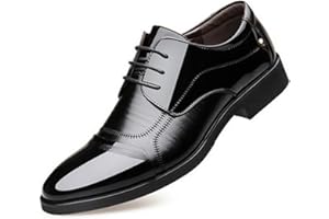 RYEHACK Men's Oxfords Formal Dress Shoes Leather Lace-ups Classic Business Shoes Non-slip Brogues Shoes Office Wedding Loafers