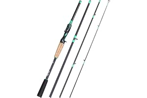 Sougayilang Fishing Rod, Lightweight Fishing Pole for Travel 4 Pieces Saltwater Freshwater Rod-Green-1.8m-Casting