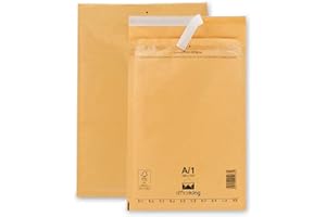 ‎OFFICEKING officeking 200 Luftpolsterversandtaschen Luftpolsterumschlag A1 braun 120 x 175 mm DIN A7 Luftpolster Verpackung Polsterumschläge Briefumschläge gepolstert