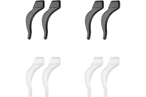 JEDEBARTEY 4 Pairs Eyeglasses Ear Grip, Silicone Anti-slip Holder, Soft Ear Hook for Glasses Sunglasses (Black and White)
