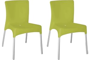 RESOL GRUPO RESOL Moon Set 2 Sillas de Jardín Apilable | Terraza Patio Comedor Exterior Reuniones | Diseño Moderno | Cómoda y Ligera | Filtro UV para Mayor Resistencia al Uso y a la Intemperie - Color Verde Lima