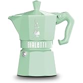 Bialetti - Moka Exclusive: 3 Cups Ocak &Uuml;st&uuml; Espresso Pişirici - 130ml - Yeşil Renk - Al&uuml;minyum G&ouml;vde - Patentli G&uuml;venlik Valf