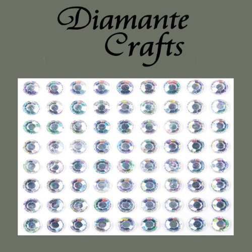 72 x 7mm Clear Iridescent AB Diamante Self Adhesive Rhinestone Body Vajazzle Gems - created exclusively for Diamante Crafts