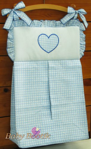 NAPPY STACKER / DIAPER BAG MATCH BABY NURSERY COT / COT BED BEDDING - HEARTS BLUE