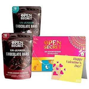 Open Secret Valentine Gift Hamper | 12 Assorted Cookies | Chocolate Combo - Dark Chocolate and Coconut Chocolate | Special Combo Pack for Boyfriend/Girlfriend with Card | Valentine Week Chocolates