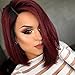 Price comparison product image 100% Brazilian Virgin Human Hair Lace Front Wigs Shrot BOB Cut Real Hair Glueless Lace Wig With Natural Hairline (10"-Ombre Black Wine Red, Straight-Side Part)