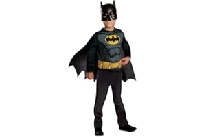 RUBIE'S DC Officiel - BATMAN - Déguisement pour Enfants - Taille Unique 5-8 ans - Costume avec Top à Manches Longues, Cape avec Attaches Velcro et Masque Halloween