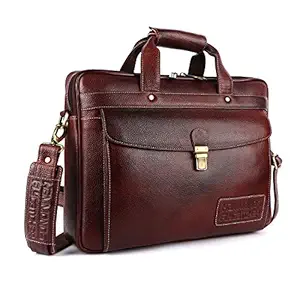 Hammonds Flycatcher Mens Genuine Bombay Leather 15.6 inch Laptop Messenger Bag with Trolley Straps LB192BRN (Brown)