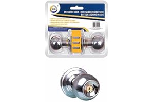 OTLCREATIONS Entrance Lock, Stainless Steel Round Modern Design Door Lock with 3 Keys, Suitable for Any Door at Home, Office or Workplace - Silver