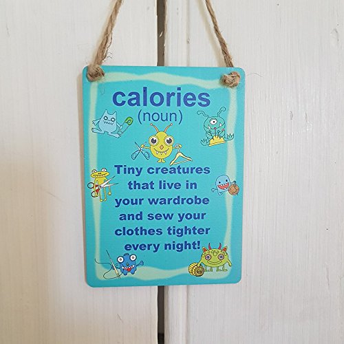 CALORIES CREATURES IN YOUR WARDROBE & SEW YOUR CLOTHES TIGHTER MINI METAL SIGN