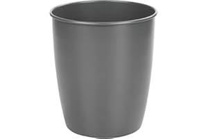 mDesign Solido cestino carta straccia da scrivania in metallo pieno – Pattumiera cucina adatta anche a camera da letto, bagno, ufficio e studio – Compatto cestino bagno salvaspazio – grigio scuro