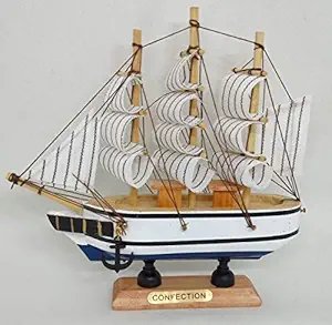 Ethnic Karigari Wood Ship Style Table Decor (Small, Brown)